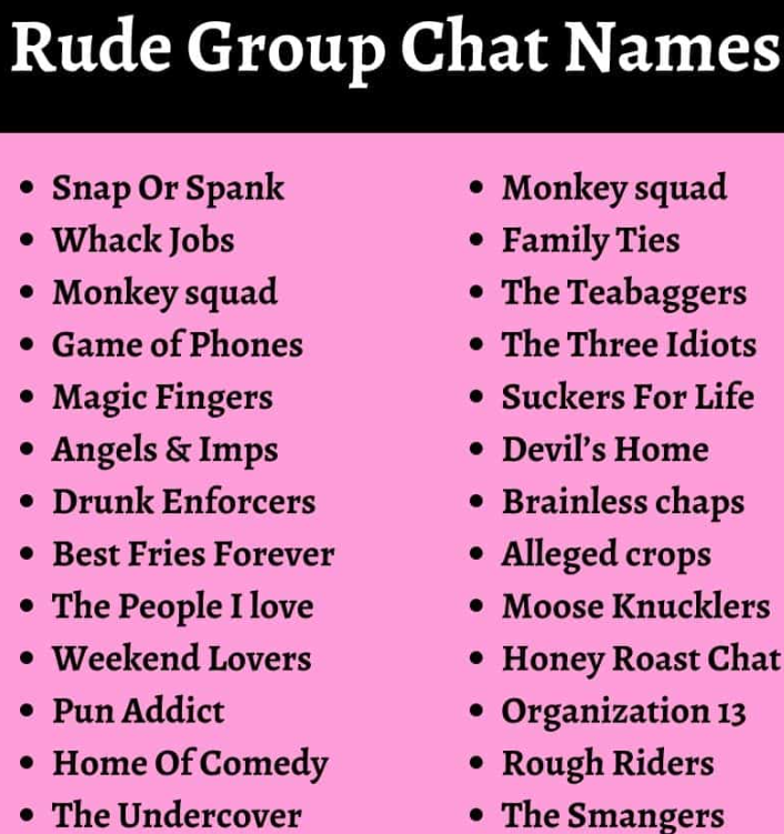 5000+ Offensive Inappropriate Rude Humor Whatsapp Group Chat Names