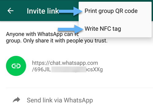 To create QR code or NFC tag (Android)